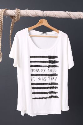 Addnone No Body Taş Baskılı Kısa Kol Tshirt Ekru resmi