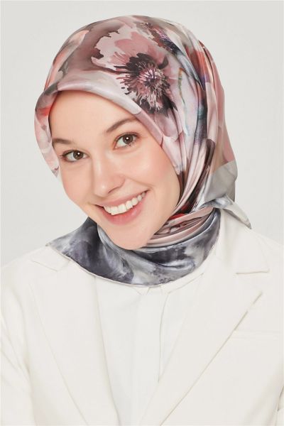 Armine Saf İpek Sura Eşarp 8544 Gri resmi