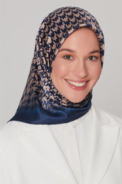 Armine Nostalji Sura İpek Eşarp 263803 Lacivert resmi