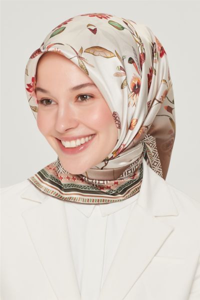 Armine Saf İpek Sura Eşarp 8528 Kahve resmi