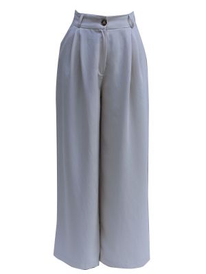 Allday Çift Pileli Bol Paça Tensel Pantolon Açık Bej resmi