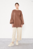 Levidor Bisiklet Yaka Oversize Sweat Kahve resmi